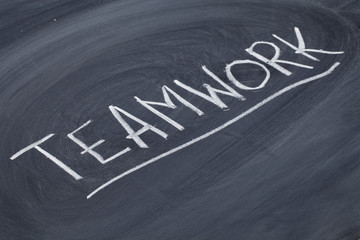 teamwork word on blackboard