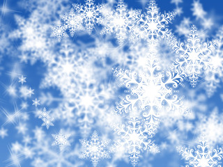 abstract blue snowflakes background.
