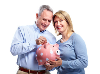 Couple with piggy bank.