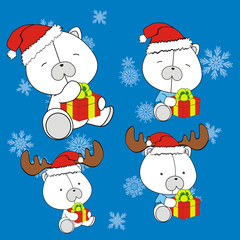 polar bear baby cartoon xmas set