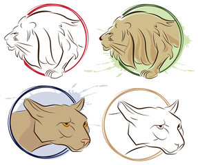 Vector set of abstract drawing animal. Lion