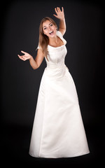 beautiful young girl in a white gown