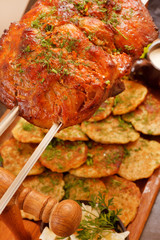 Roasted pork on the spit