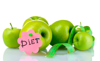 ripe green apples isolated on white