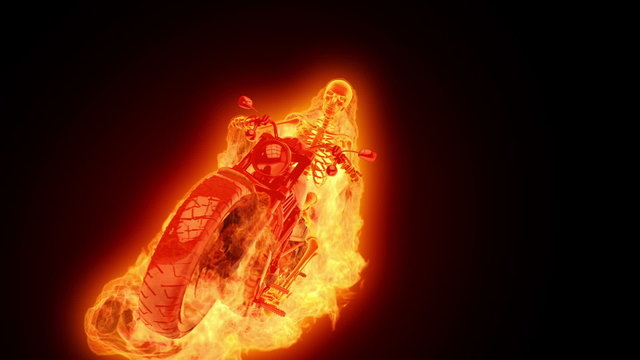 Skeleton biker on fire 2