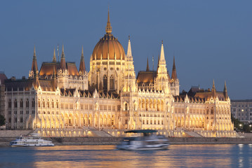 Hungarian parliament at night, Budapest