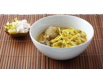 Noodle Khao soy , Thai food isolated in whit background