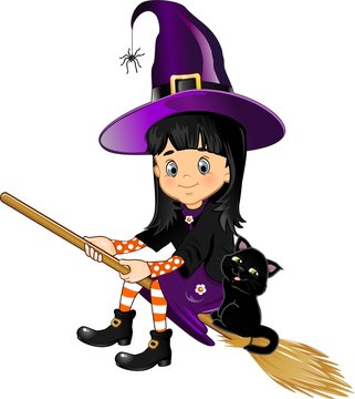 Witch flying girl