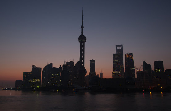 skyline of Shanghai at dawn