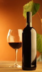 Bottle and glass of red wine