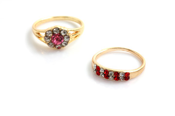 Gold diamond ring isolated in white background