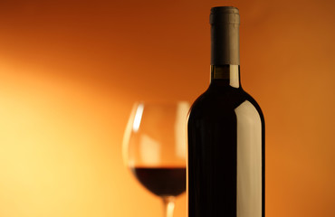 Bottle and glass of red wine