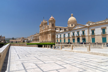 BAROQUE CATHEDRAL OF NOTO (LARGE VIEW), SICILY - obrazy, fototapety, plakaty