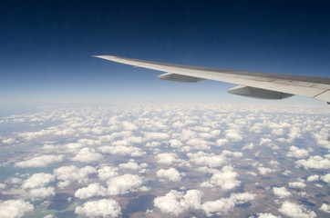 View above the sky from airplane