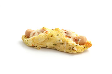 Sausage sandwich isolated in white background