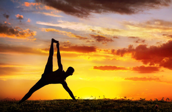 Yoga silhouette Vasisthasana plank pose