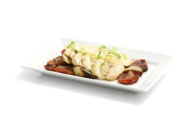Chicken salad isolated in white background