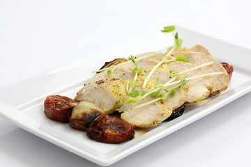 Chicken salad in white background