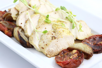 Chicken salad in white background