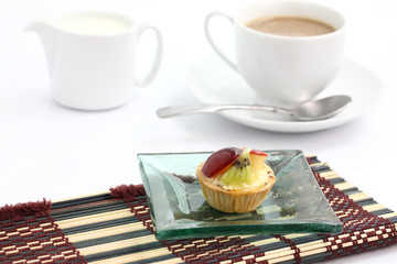 Mini fruit tart isolated in white background
