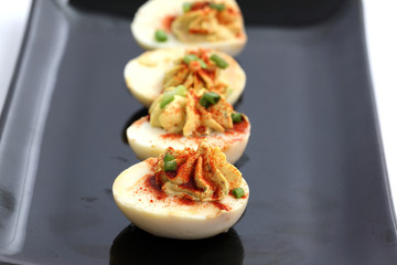 Boiled egg mastard isolated in white background