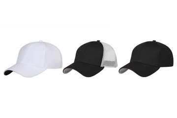 Black and white baseball caps