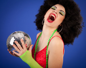 Naklejka premium Disco girl with ball