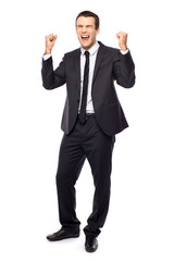 Businessman clenching fists