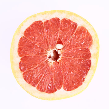 Grapefruit,a half on a white background