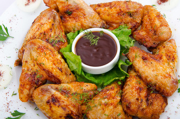 Chicken wings in the plate