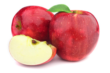 Ripe apples on a white background