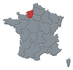 Map of France, Upper Normandy highlighted