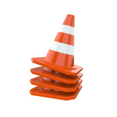 Orange traffic cones isolated on a white background