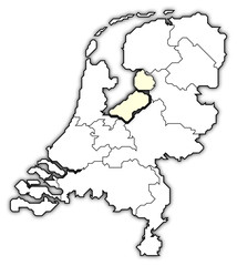 Map of Netherlands, Flevoland highlighted