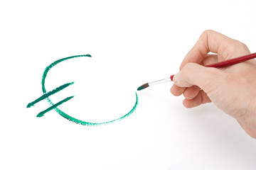 Hand painting euro symbol