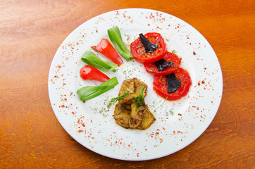 Grilled vegetables served in the plate
