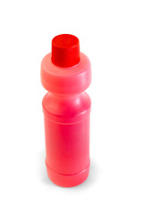 red plastic bottle on a white background