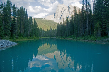 Emerald lake in evening light