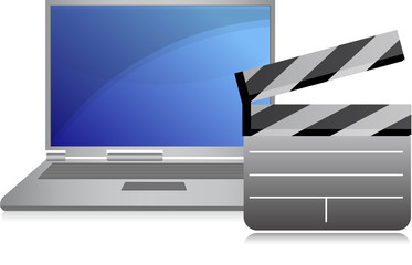 Fototapeta na wymiar Online movies concept laptop illustration