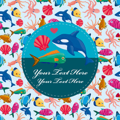 Obraz premium cartoon fish card