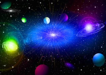 Cercles muraux Cosmos Étoiles d& 39 une planète et d& 39 une galaxie dans un espace libre