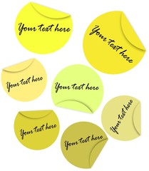 Set of yellow round stickers
