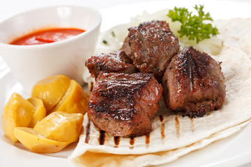 fried meat with sauce