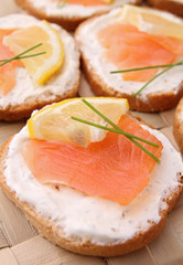 canapes with cheese and salmon