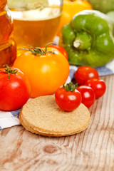 fresh vegetables and oatmeal cookies