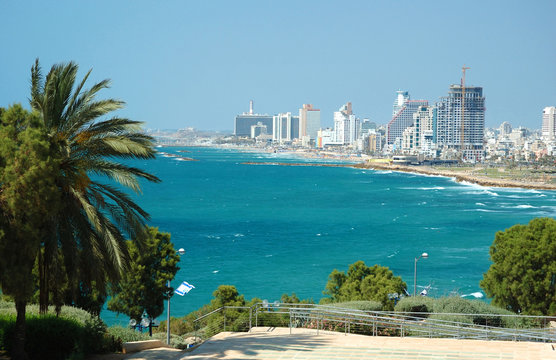 View of Tel-Aviv sea coast from Jaffa