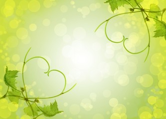 Background: vine leaf_hearts
