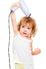 Toddler drying hair