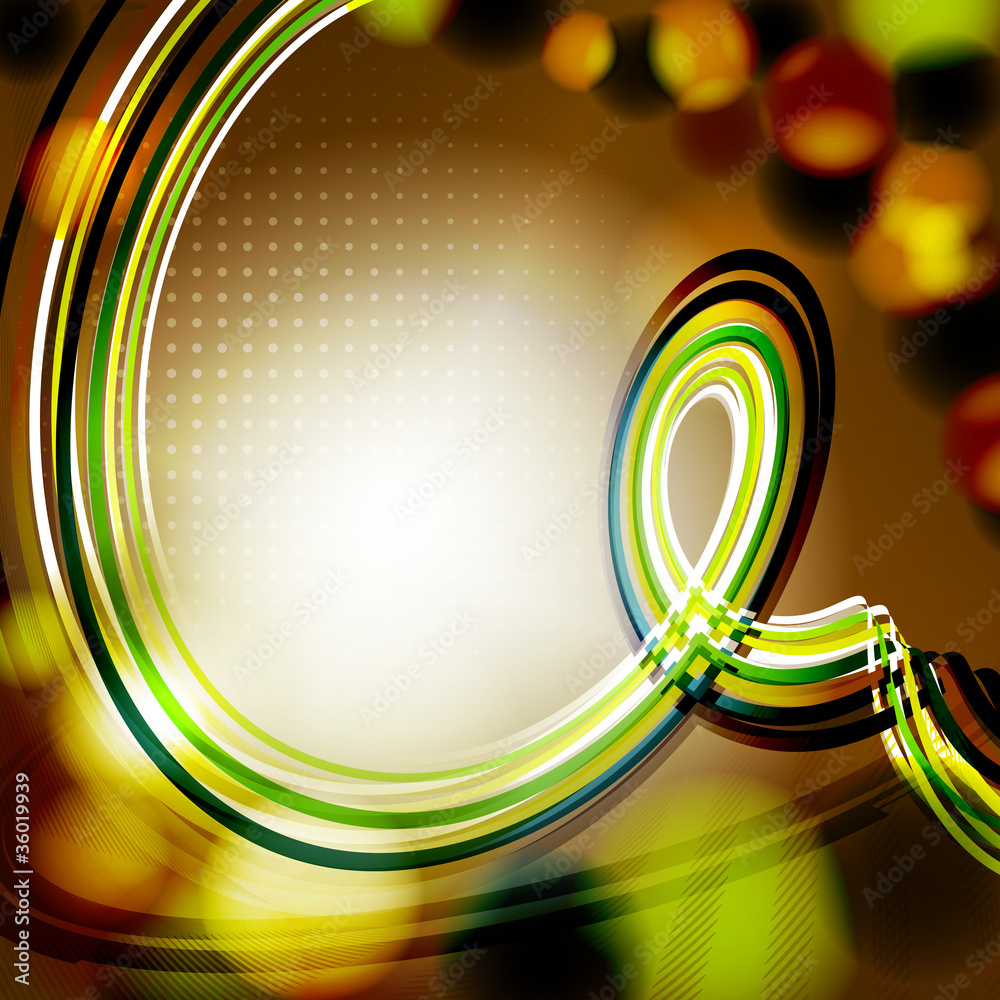 Poster Dark color background with curl at spotlight
