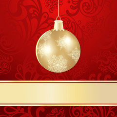 vector christmas background with golden ball